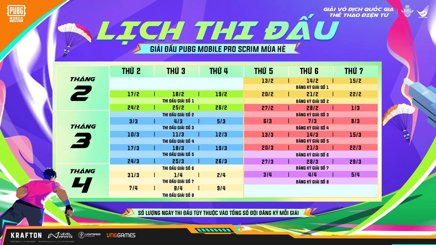 Lịch thi đấu PUBG Mobile Pro Scrim mùa hè