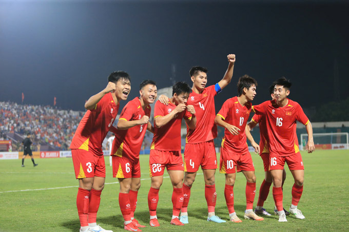 Đội tuyển U23 Việt Nam trong buổi tập luyện.