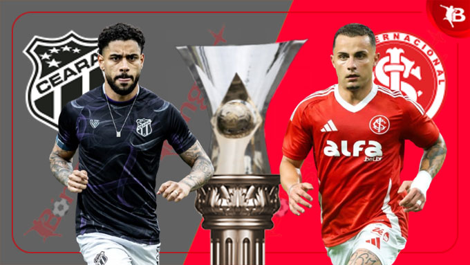 Cầu thủ Ceara tranh bóng với Internacional RS