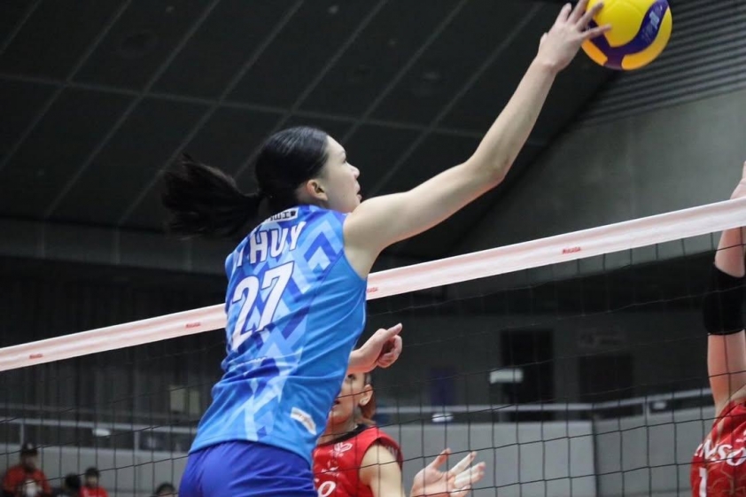 Trần Thị Bích Thủy chính thức ra mắt bóng chuyền nữ Nhật Bản Trần Thị Bích Thủy ghi điểm đầu tiên cho Okayama Seagulls