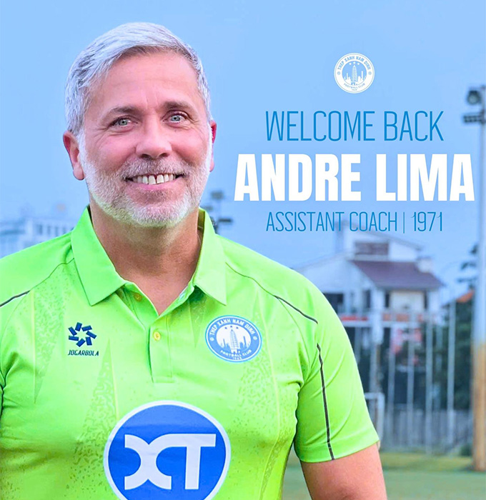 HLV Andre Lima trở lại làm việc ở CLB Nam Định
