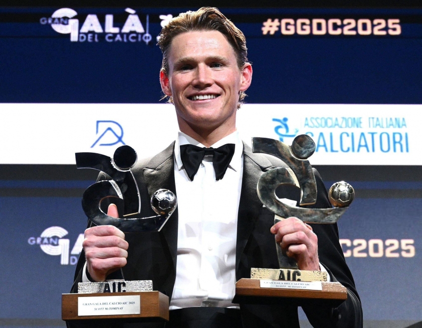 Tiền vệ Scott McTominay giành giải Cầu thủ hay nhất Serie A mùa 2024/25 tại lễ trao giải Gran Gala del Calcio 2025 hôm 1/12. Tiền vệ Scott McTominay giành giải Cầu thủ hay nhất Serie A mùa 2024/25