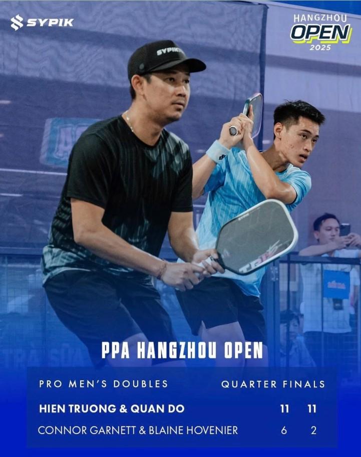 Hai tay vợt pickleball Việt Nam thi đấu xuất sắc