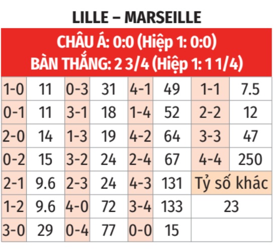 Thống kê Lille vs Marseille Biểu đồ thống kê phong độ hai đội